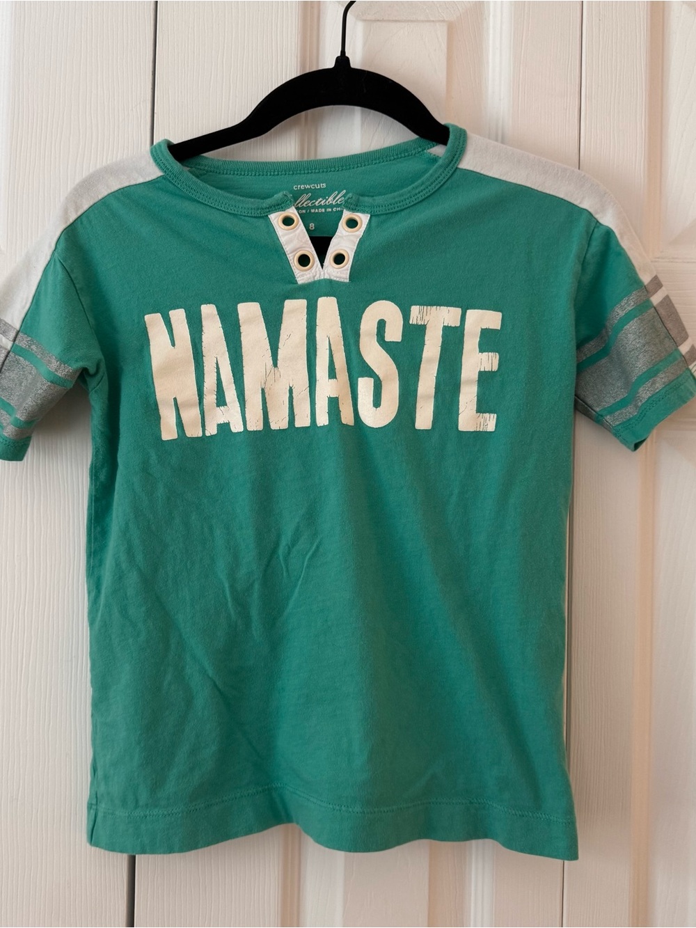 Crewcuts Teal 'NAMASTE' Short Sleeve Tee with Gray Accents